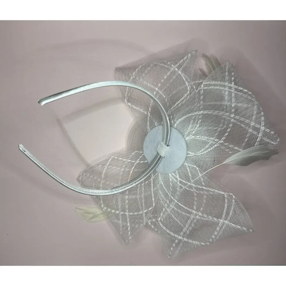 Floral Organza Mesh Ribbon Fascinator White